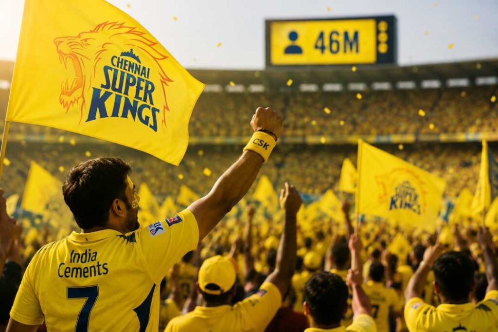 Chennai Super Kings fans cheering — CSK has the most IPL fans with 46M followers