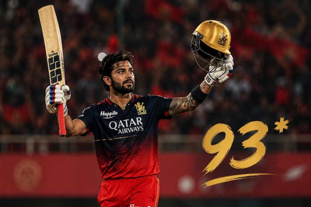 Rajat Patidar playing 93 not out in IPL 2026 Qualifier 1 RCB vs GT Dharamsala