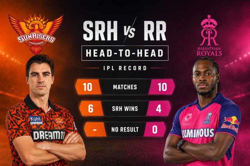 SRH vs RR head-to-head IPL record infographic 2026