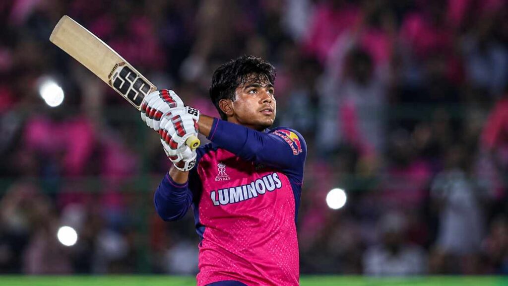 Vaibhav Sooryavanshi hitting a six for Rajasthan Royals IPL 2026