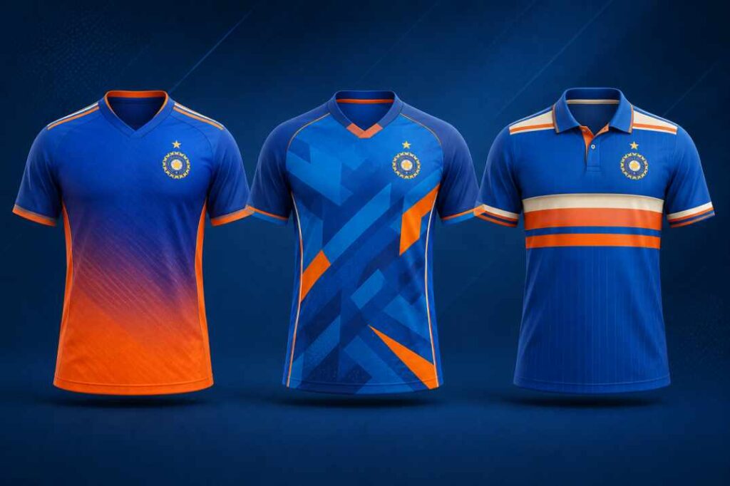 2026 cricket jersey design trends including gradient patterns, geometric shapes and retro revival styles for India