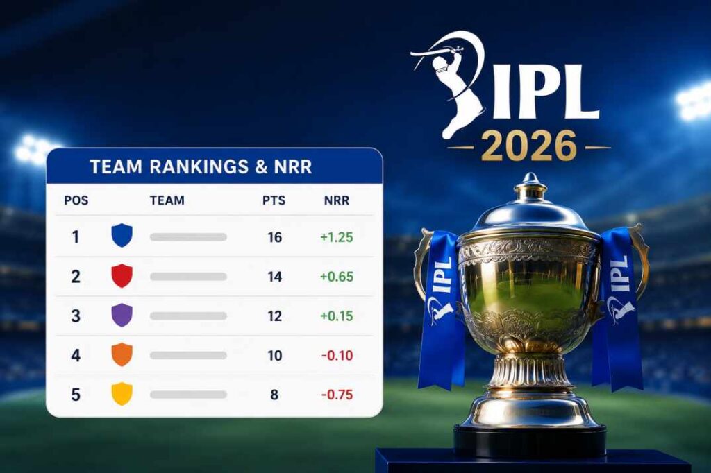 IPL 2026 Team Rankings and NRR Table