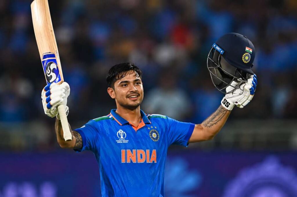 Ishan Kishan celebrating his 125-run century vs Afghanistan in ODI Series Lucknow 2026

