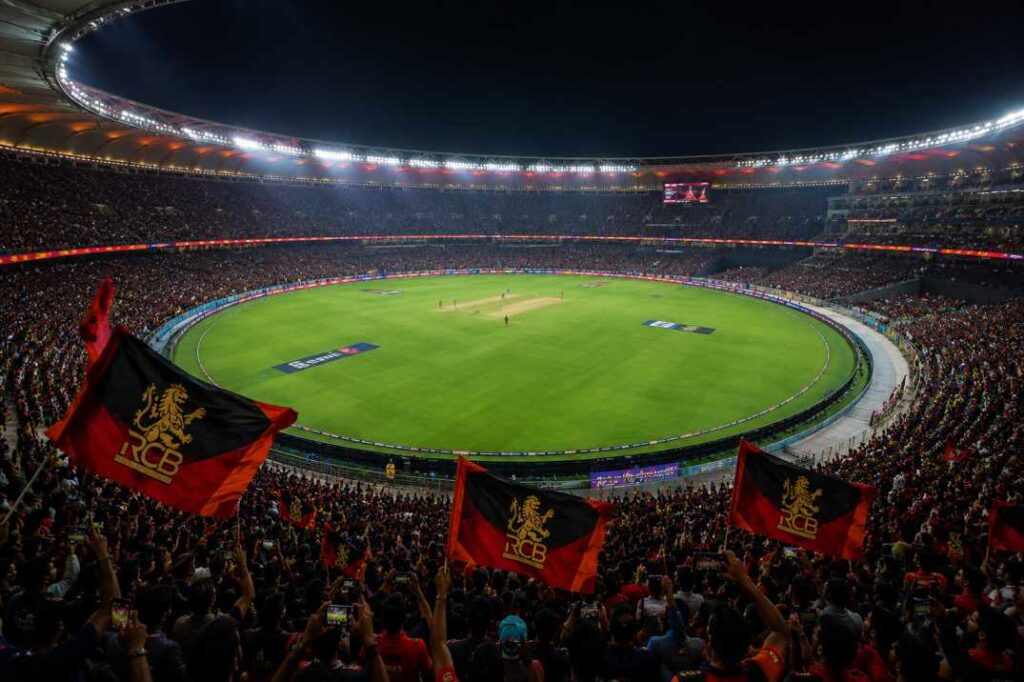 Narendra Modi Stadium Ahmedabad packed with fans during IPL 2026 final between RCB and Gujarat Titans